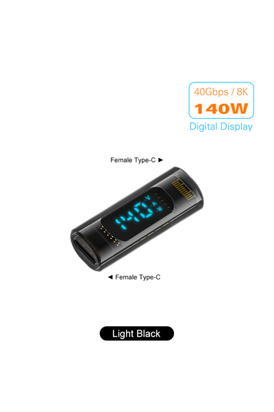 Choice Double Female Grey 90 Degree USB C Adapter Right Angle U Shape USB4 Type C Adapter 40Gbps with LED D