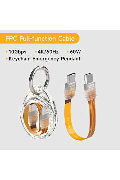 Choice كابل USB-C مرن وناعم ذهبي من Hagibis FPC، سلسلة مفاتيح محمولة من النوع...