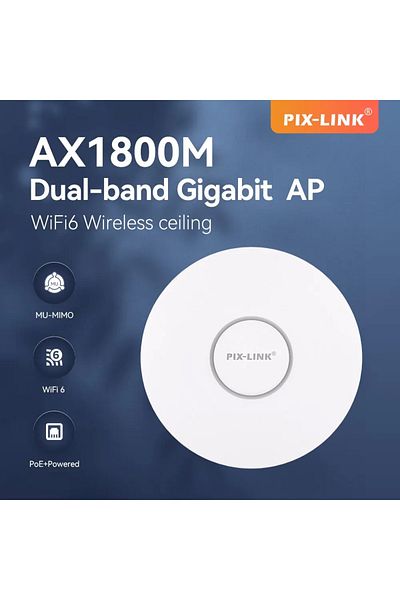 Choice PIX-LINK CAP07 1800M Wireless AP WiFi 6 Dual-band Panel Ceiling AP POE 802.11.ax Gigabit Access P...