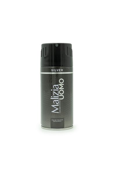 Malizia Uomo Silver Deodorant Body Spray for Men 150ml | Premium Fragrance, Long-Lasting Freshness