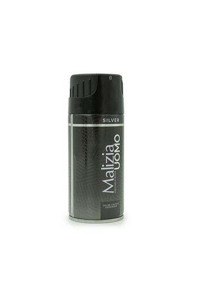 Malizia Uomo Silver Deodorant Body Spray for Men 150ml | Premium Fragrance, Long-Lasting Freshness
