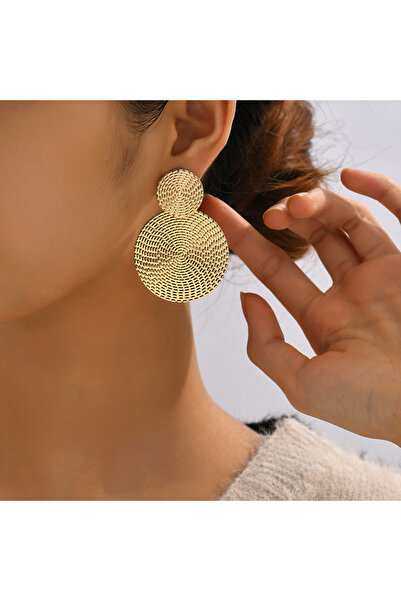 Choice أقراط دائرية معدنية هندسية عصرية للنساء من الذهب من مجموعة Aretes De M...
