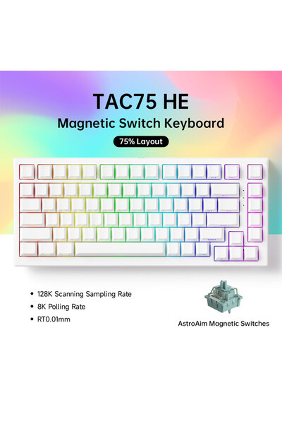 Choice White 2 AKKO TAC75 HE Magnetic Switch Keyboard 75% Gaming Keyboards Rapid Trigger 0.01mm 8K RGB Wire