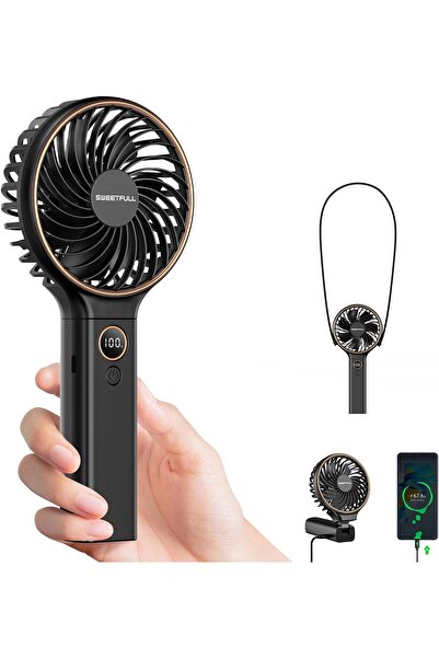 SWEETFULL مروحة شخصية محمولة، 5000 مللي أمبير/ساعة، 6 سرعات، شاشة LED، مراوح صغيرة قابلة لإعادة الشحن عبر USB، قابلة للطي