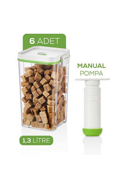 Vienev Set of 7 Vacuum Storage Containers |   6X 1.3 Liter Tank + Manual Pump