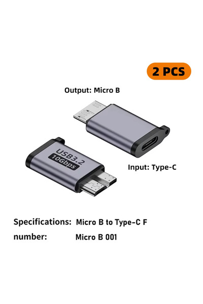 Choice 2x C to Micro B USB C 3.0 Micro B Male to Type C Female Adapter Type-C To Micro B Connector for Lapt