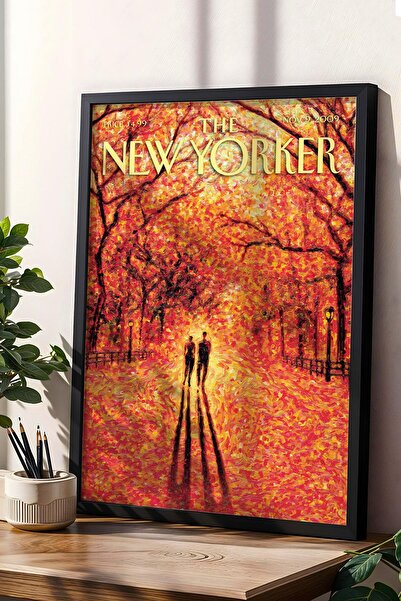 Saturn The New Yorker Framed Painting November 9 2009 - Autumn Painting in Central Park