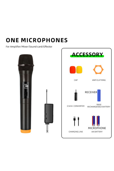 Choice ميكروفون لاسلكي بقناة واحدة بتردد ثابت UHF وقناتين ميكروفون محمول بالي...