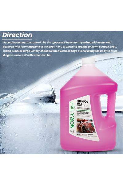 Nora Car Care Shampoo Wax N-273 Pink 5 Liter - Thick Foam Cleaning & Protection for Vehicles