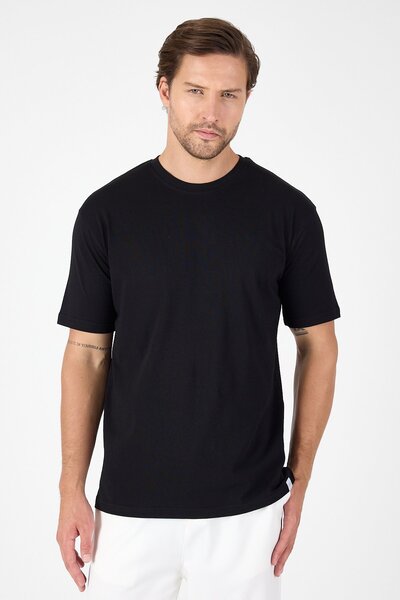 İmza Black Crew Neck Short Sleeve Slim Fit Cotton T-Shirt 1011250191