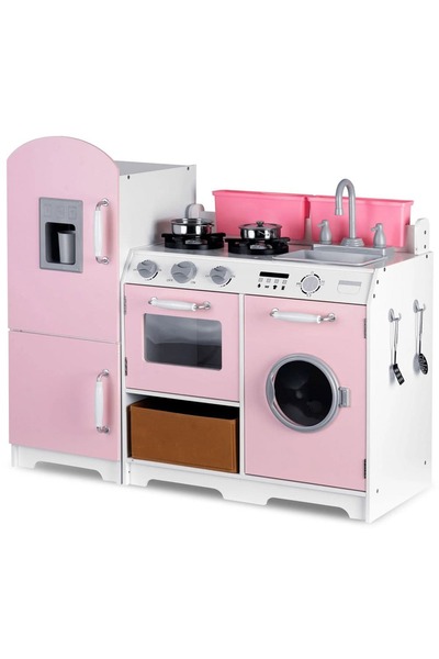 Ricokids Children's kitchen, made of wood and MDF board, equipped with kitchen accessories, LED lamp...
