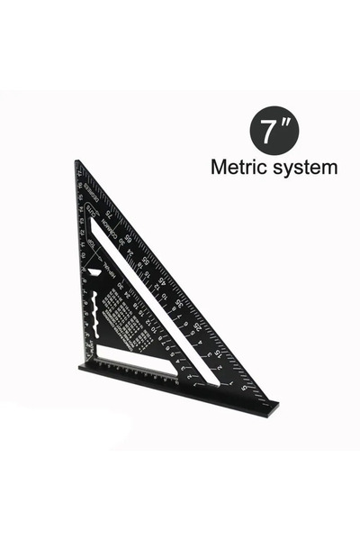 choice2 black-metric New 7Inch Triangle Ruler Measurement Tool Aluminium Alloy Carpenter Tools Inch Metric A