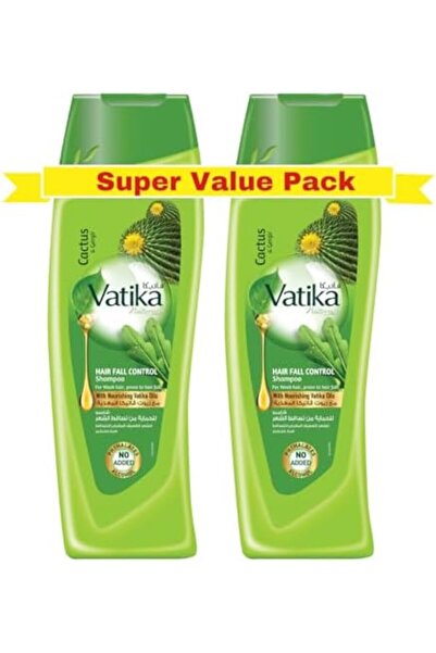 Vatika شامبو للتحكم في تساقط الشعر، ٢ × ٤٠٠ مل | مع الصبار والجرجير | للشعر الضعيف والمعرض للتساقط