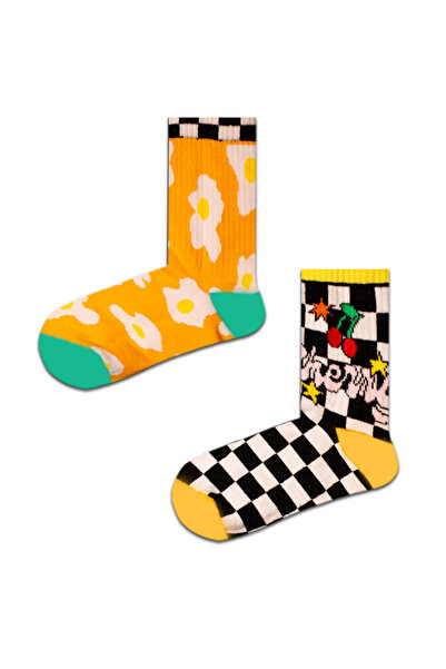 Neşeli Çoraplar 2'li Papatya Renkli Çorap Set