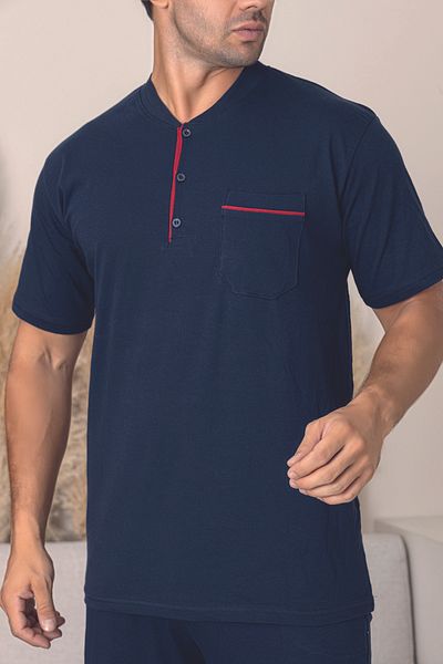 FORMO Men's 100% Organic Natural Cotton High Quality Button Short Sleeve Pajama Set