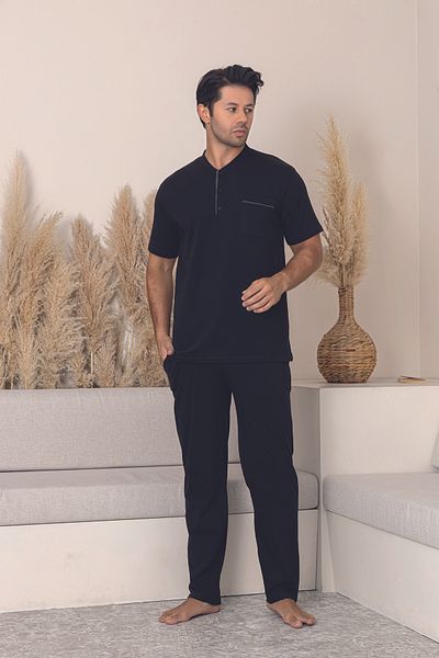 FORMO Men's 100% Organic Natural Cotton High Quality Button Short Sleeve Pajama Set
