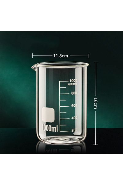 Choice1 1000ml Transparent High Borosilicate Glass Measuring Cup Clear Scale Cup Laboratory Beaker Kitchen T
