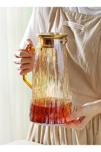 sharpdo Home Water Containers Set Resistant to High Temperatures and Four Amber Glasses