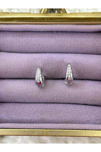 BY YASİN TOPÇU Modern Earrings with Three Rows of Stones