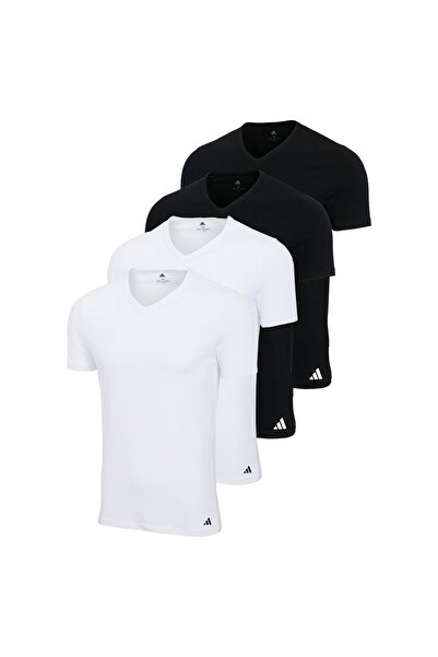 adidas Herren T-Shirts, 4er Pack - V-Neck Shirt Active Flex Cotton, einfarbig
