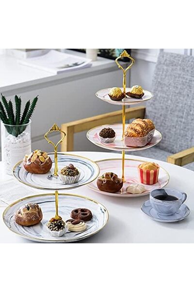 sharpdo Set of Coffee Cups and Saucers Made of Porcelain with Elegant Marble Design