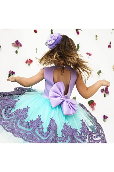 sara tasarım Esma Kız Çocuk için Turkuaz Düğün Nişan Elbisesi