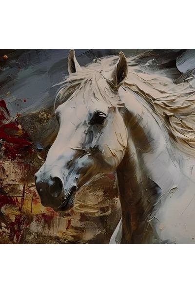 Home Box Fossel Abstract Horse Framed Picture with ABS High Gloss Surface - 60x90x3 cm