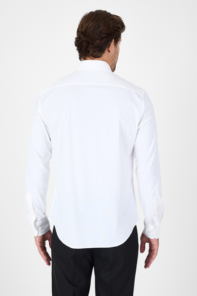 İmza White Long Sleeve Button Collar No Pocket Performance Product Slim Fit Shirt 1004250270