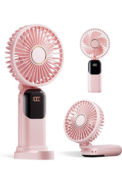 Nnewvante مروحة محمولة، مروحة تعمل بالبطارية 4200 مللي أمبير/ساعة، 5 سرعات وشاشة رقمية، مروحة مكياج للنساء مع B