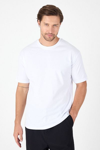 İmza White Crew Neck Short Sleeve Slim Fit Cotton T-Shirt 1011250191
