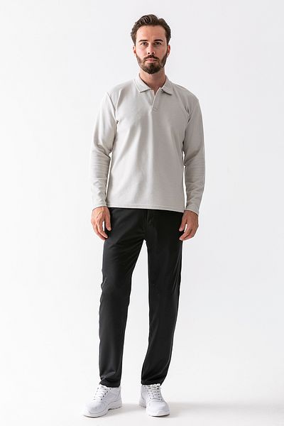 JB John Borners Men's Elastic Waist Tie Detail 100% Cotton Jogger Trousers Black - 25088