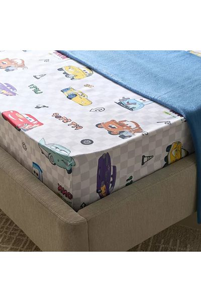 Home Box Cars Radiator Springs Twin Fitted Sheet - 120x200+25 cm