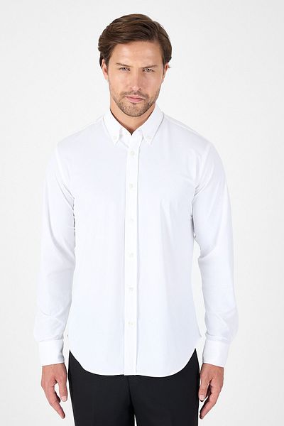 İmza White Long Sleeve Button Collar No Pocket Performance Product Slim Fit Shirt 1004250270