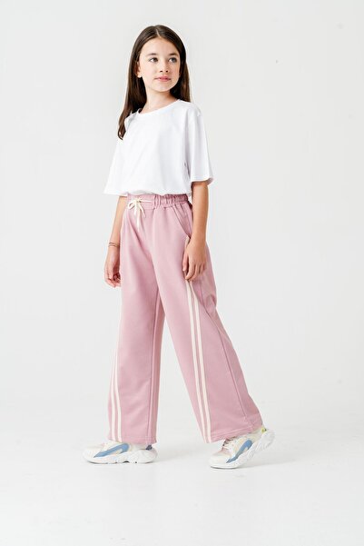 Mışıl Kids Geniş Paçalı Balık Sırtı Yanları Şeritli Kız Çocuk Eşofman Altı