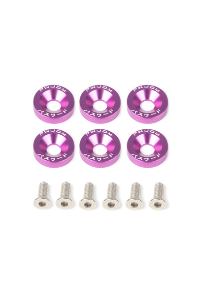 Choice4 Purple M8 Aluminum 6 Pcs/Pack Car Modified Hex Fasteners Fender Washe...