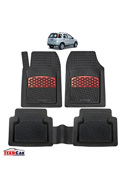 TEAMCAR Съвместими стелки за кола за Suzuki Ignis с 2 тави (2000-2008) - червени