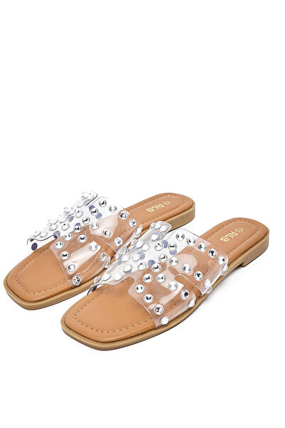 R&B Ecru Embellished Flat Sandals For Girls