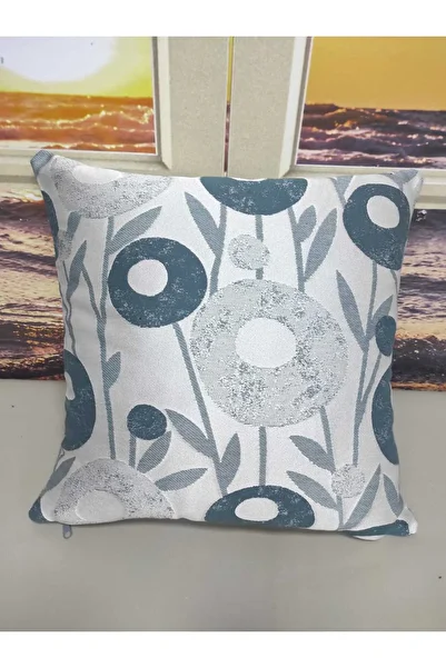 Evcimenhome Jacquard Woven Throw Pillow Case 43Cmx43Cm Smt Silver-Petrol
