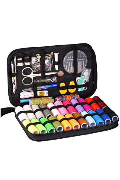 KidLe مجموعة خياطة مكونة من 98 قطعة، 24 لونًا، إبرة وخيط، حقيبة محمولة للسفر