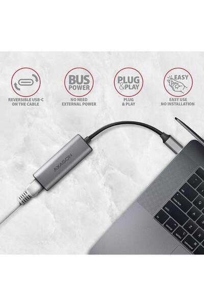 Axagon Network Card ADE-25RC, 2.5Gb, RJ-45, USB 3.2 (Grey)