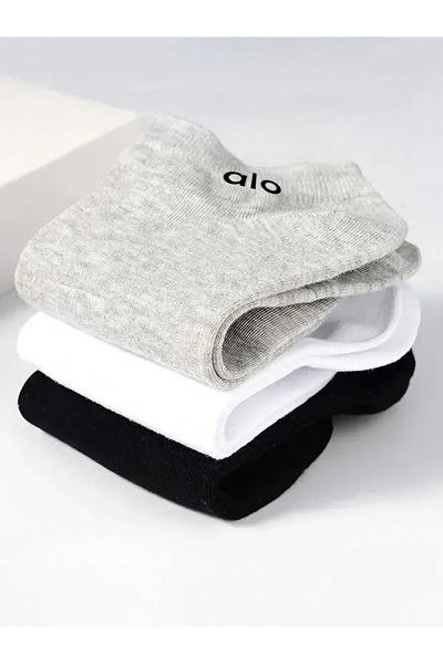 ACTIVE MODA -Letter Printed 3-Color 12-Piece Socks Set 100% Cotton