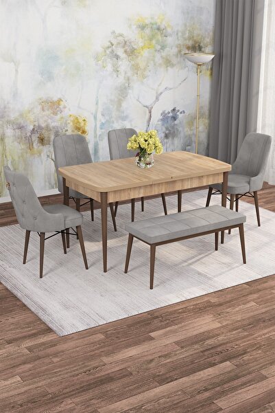 asaella mobilya Jusie Meşe Desen 80x132 Açılabilir Sunta Masa Yemek Odası Tak...