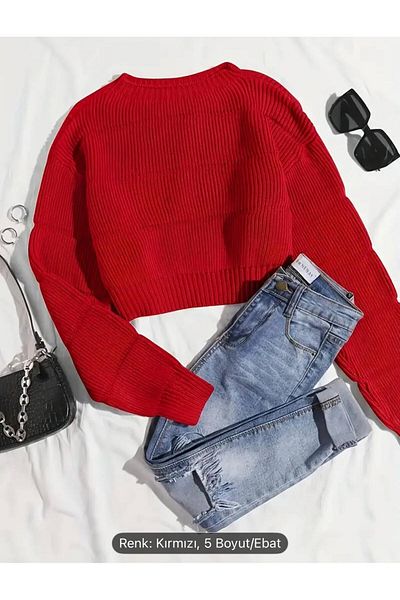 NZL TEKSTİL Dgn's Self Zero Collar Relief Balloon Collar Looking Women's Knitwear Sweater