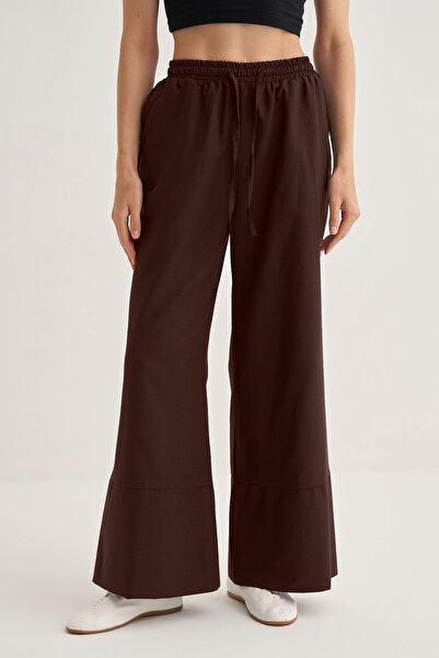 EBU Prive Women's Poplin Shirt Pants Suit Brown