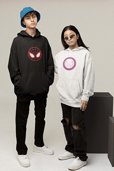 Harajuku Style Hanorac cu glugă alb Miles Morales SPIDER pentru iubit/cuplu/p...