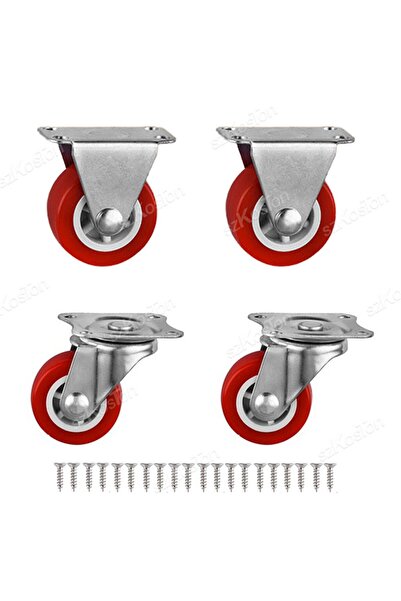 Choice 2 inch 2 Movable 2 Fixed B 4Pcs/lot 1-2inch Furniture Caster PVC Red Universal Wheel Swivel Caster R