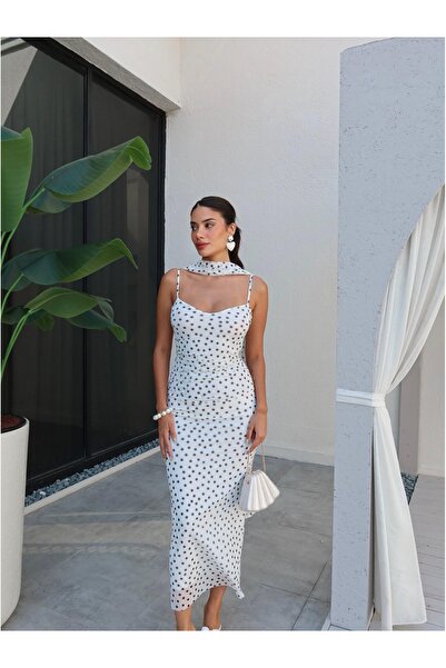 ESRAHELVACI Polka Dot Shawl Tie Dress