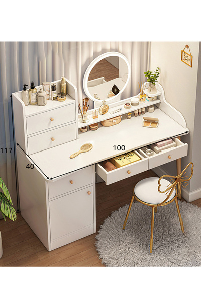 sharpdo طاولة زينة لغرفة النوم بتصميم عصري وبسيط مع مرآة مكياج LED