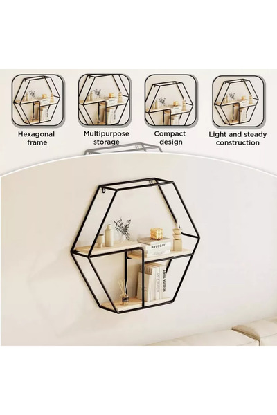 Home Box رف معدني ثلاثي الطبقات من Urban Hexagon - 48x10x42 سم