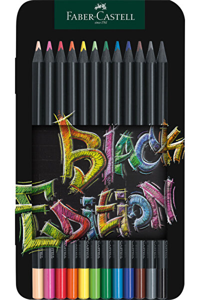 Faber Castell Цветни моливи Faber-Castell 12 цвята Black Ed в метална кутия
